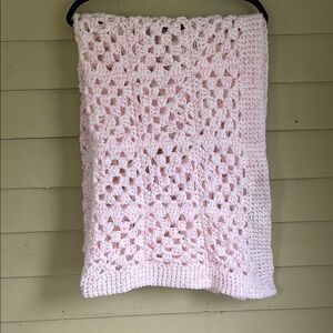 Handmade Pink Crochet Afghan Blanket